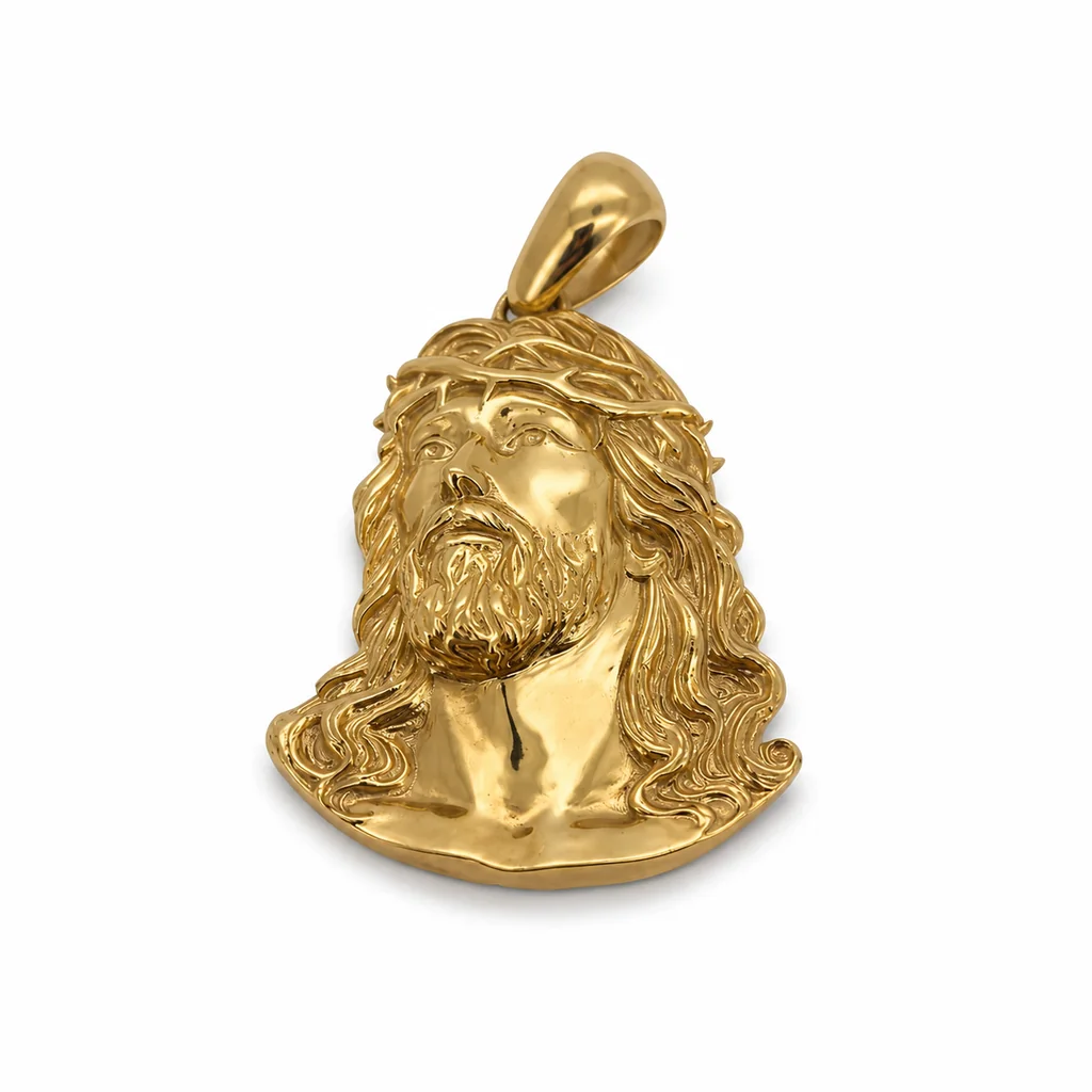 14 kt Gold Jesus-Kopf-Anhänger